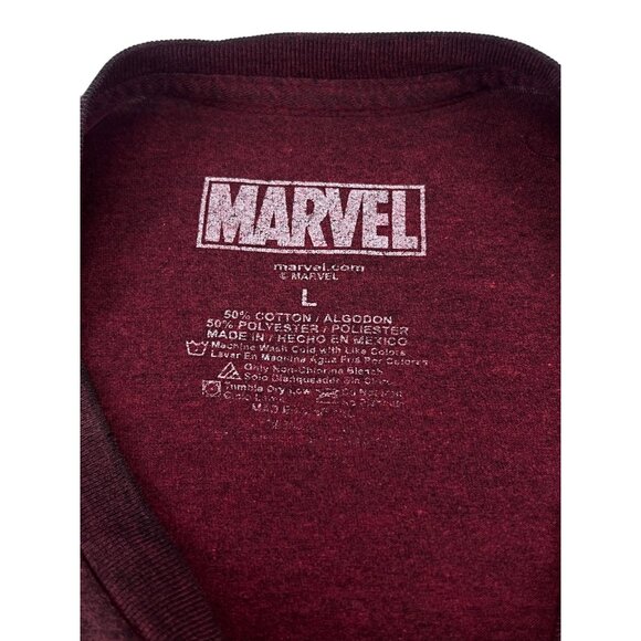 Marvel Deadpool Graphic T-Shirt Heather Red Crew Neck Short Sleeve Adult Size L - Picture 2 of 11
